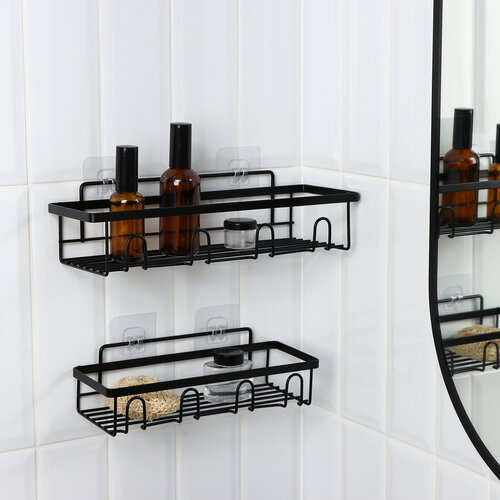 Набор полок для ванной набор 2 шт 2351075 см 33129 см цвет черный 1409₽