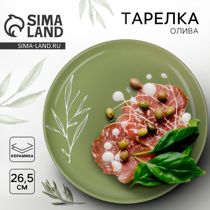 Тарелка керамическая «Олива» 26.5см цвет зелёный 10083296