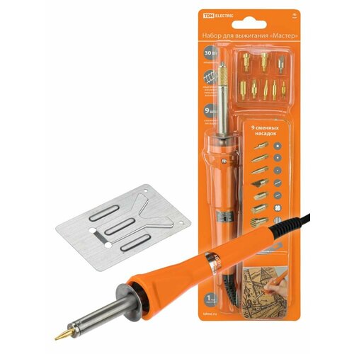 Набор для выжигания Мастер паяльник 30 Вт 230 В 9 насадок подставка блистер TDM SQ1025-1001 1356₽