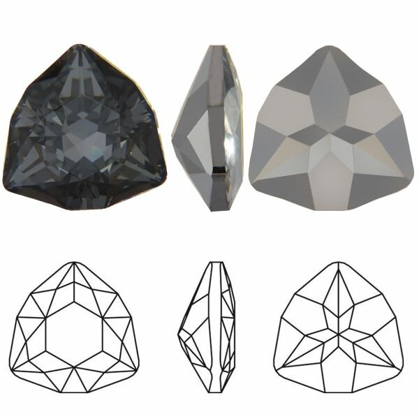 Ювелирный кристалл Swarovski, Триллиант (#4706), 12мм, Серебряная ночь, 1 шт.