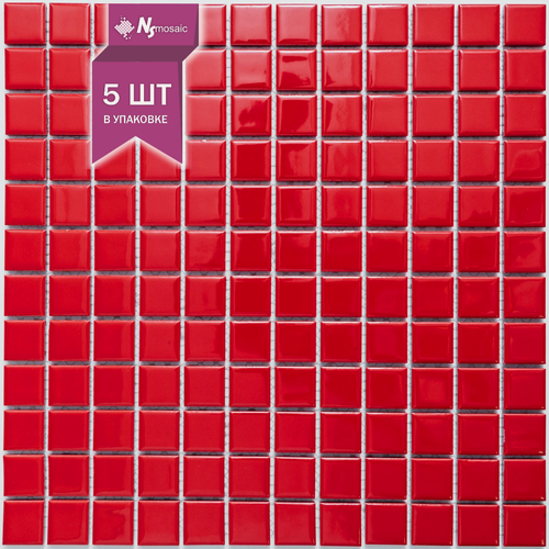 Изображение товара Мозаика керамическая NSmosaic P-526, красная глянцевая, 300x300 мм, чип 23х23 мм, упаковка 5 шт