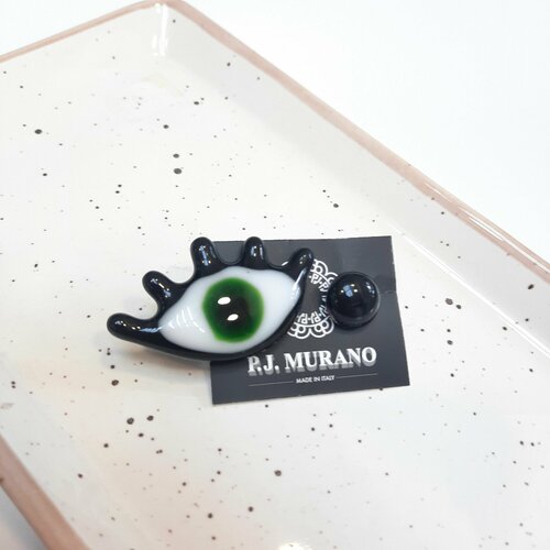 Серьги PJ Murano, стекло, белый, зеленый