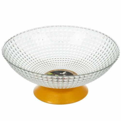 Ваза для фруктов пластик на ножке 28х28х11 см Y6-10696 прозрачный с золотом 540₽