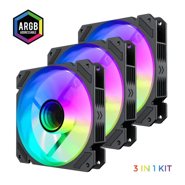 фото Комплект вентиляторов GameMAX RC300 Black 3*120мм ARGB Infinity fans