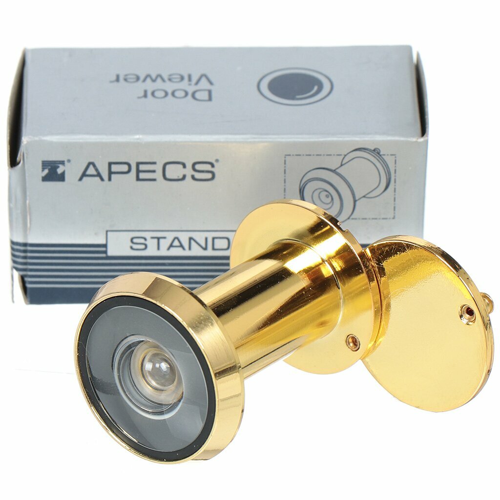 Глазок дверной Apecs 6016/35-60-G золотой для двери обзор 35-60 мм