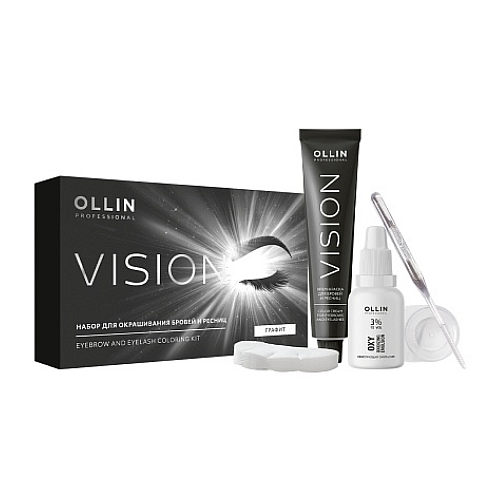 Ollin Крем-краска для бровей и ресниц темный графит Vision 20 мл салфетки 15 парупк NEW 326₽