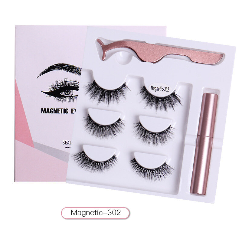 Магнитные накладные ресницы Magnetic-302, без клея, 3 пары