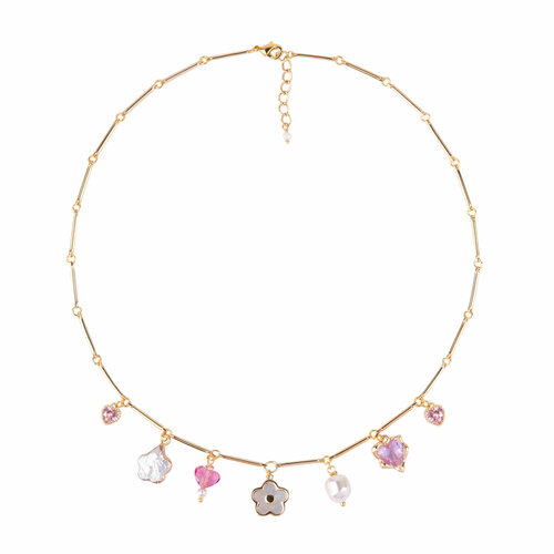 Чокер Oh Mary Did, кристаллы Swarovski, циркон, жемчуг Swarovski синтетический, жемчуг пресноводный культивированный, длина 40 см, золотистый