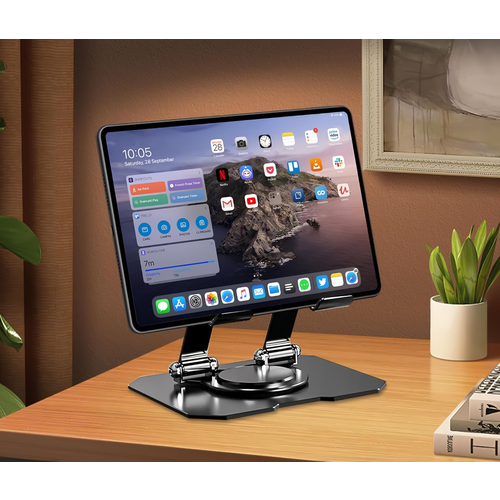 Подставка МЕGA для телефонов планшетов книг с поворотом алюминийсталь черная 999₽