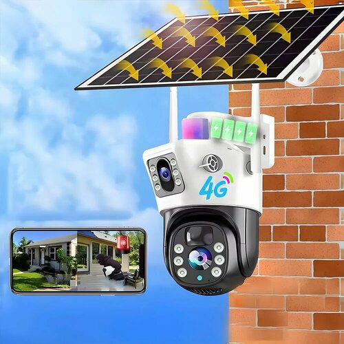 Камера на солнечной батарее 4K 8 Мп HD ночное видение наружный водонепроницаемый камера с ИК-датчиком движения 8990₽