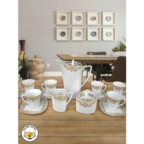 Кофейно-чайный сервиз фарфор Yalda 15 пр. на 6 персон