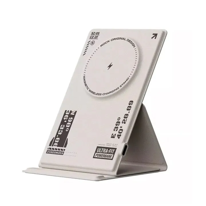 Магнитный держатель для телефона с беспроводной зарядкой ROCK W50 Magnetic Phone Holder with Wireless Charging белый