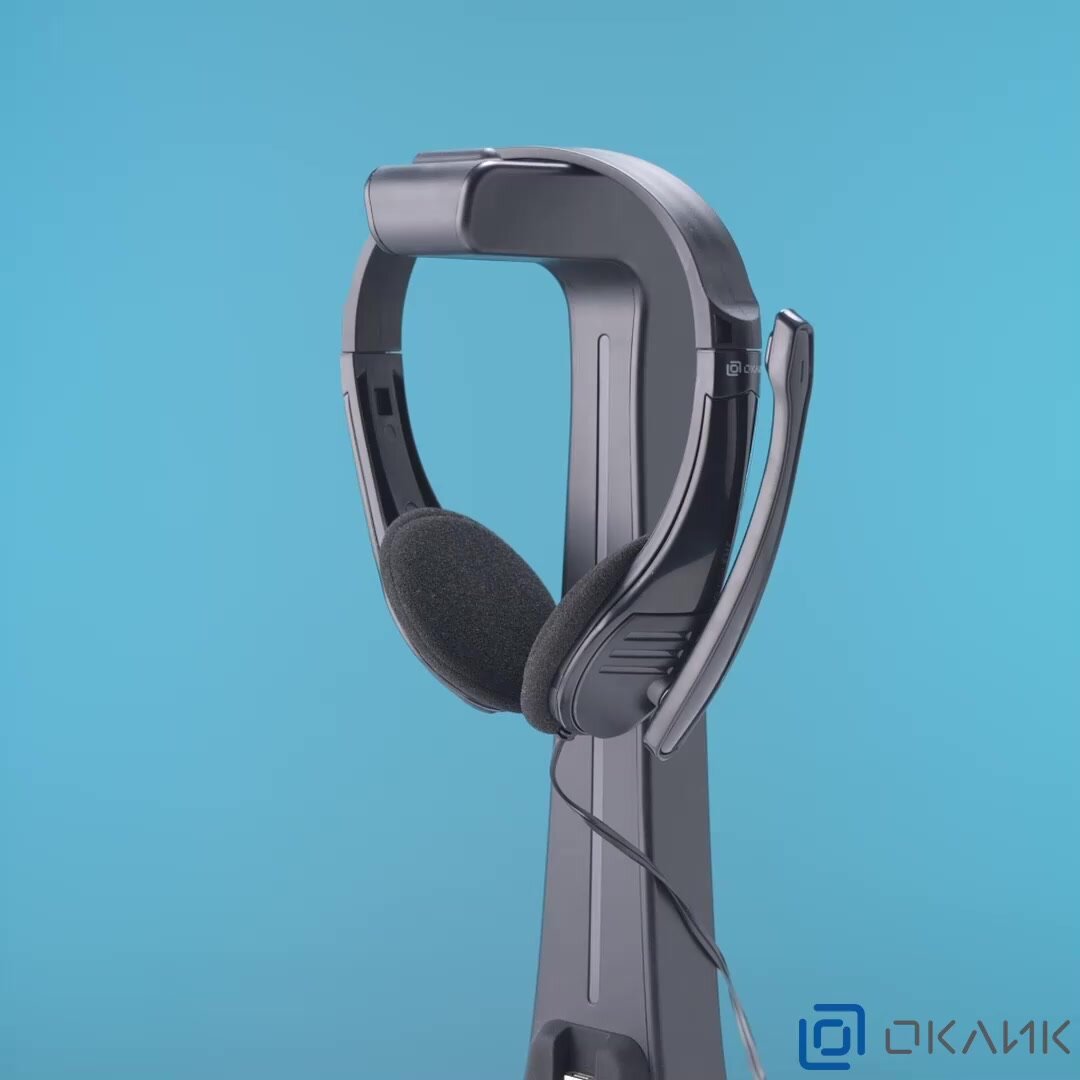 Игровые наушники с микрофоном Оклик HS-M150, накладные, проводные 2.2м, черные — фото 1