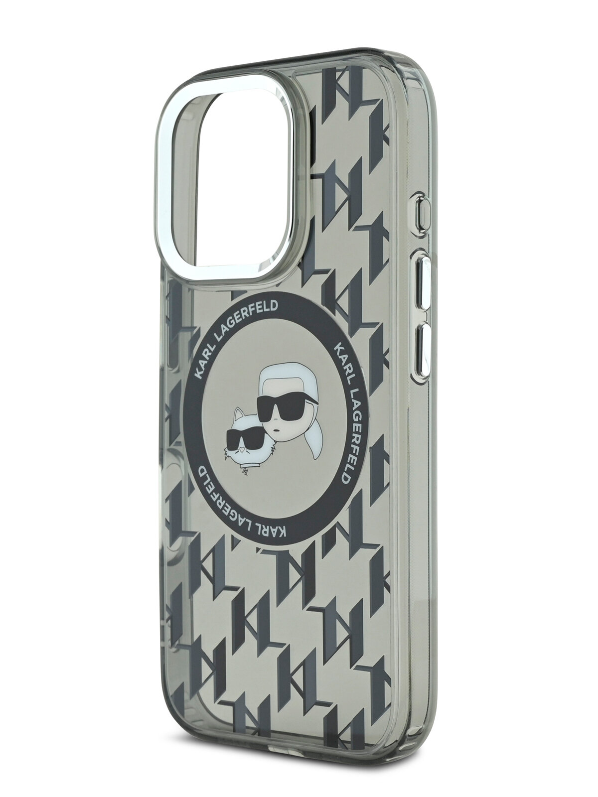 Lagerfeld для iPhone 16 Pro чехол PC/TPU Monogram NFT Karl & Choup Metal Cam Hard Black (MagSafe)