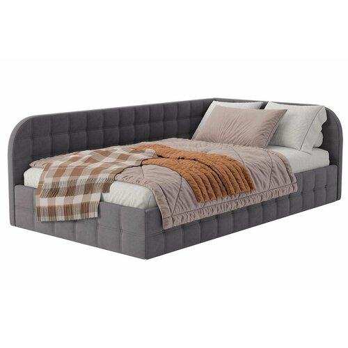 Кровать 120х200 см правосторонняя c подъёмным механизмом Тильда, ортопедическая, тёмно-серый