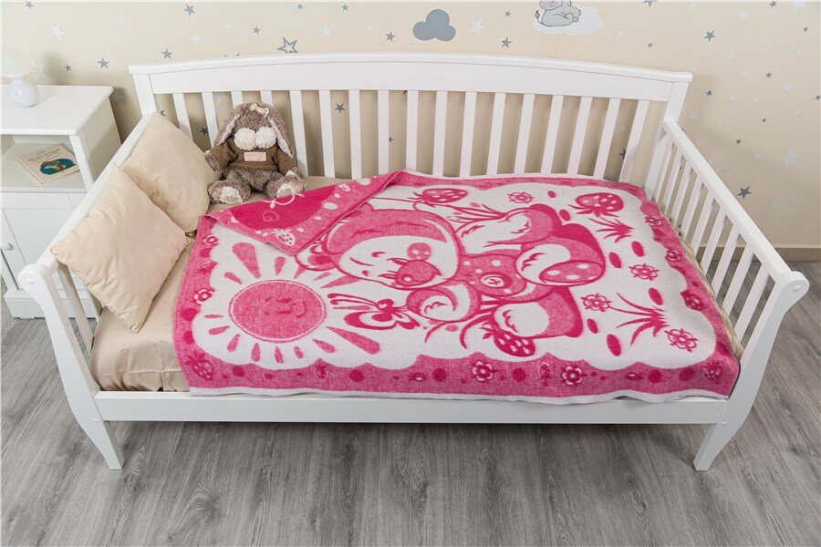 Детское одеяло Sweet Dreams Одеяло Мишка розовое 100x140 см для ребенка, 100% хлопок