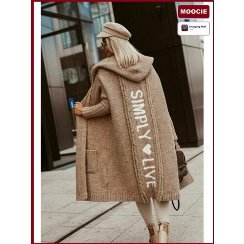 фото Пальто moocie, размер int 2xl, коричневый