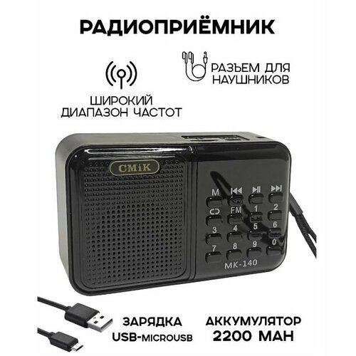 Радиоприемник цифровой FMUSBMP3 черный 990₽
