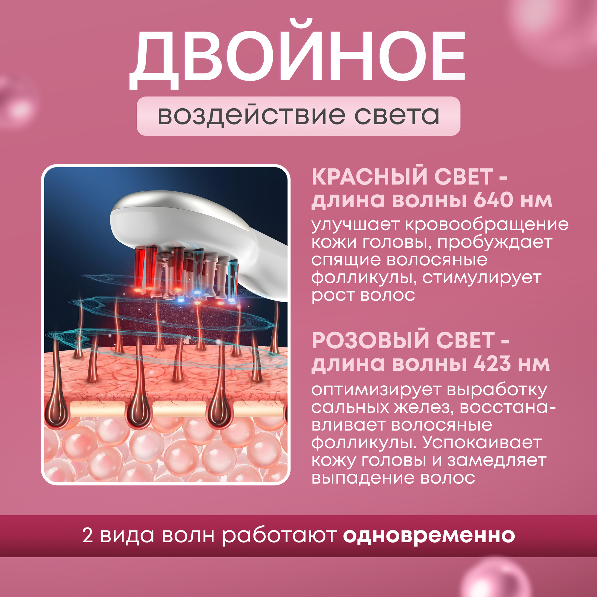 Лазерная инфракрасная массажная расческа для роста и укрепления волос, микротоковый массажер для кожи головы — фото 1