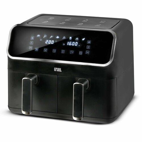 GFGRIL Аэрогриль GFA-8000, 2 чаши, технология Rapid Air, дисплей, 8 программ, 4+4 л