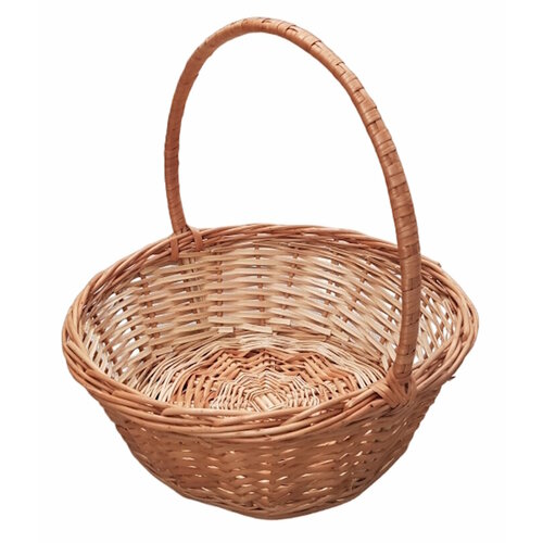 Плетеная корзина Круглая из ивовой лозы, размер XXL/ Диаметр - от 43-44 см, цвет бежевый