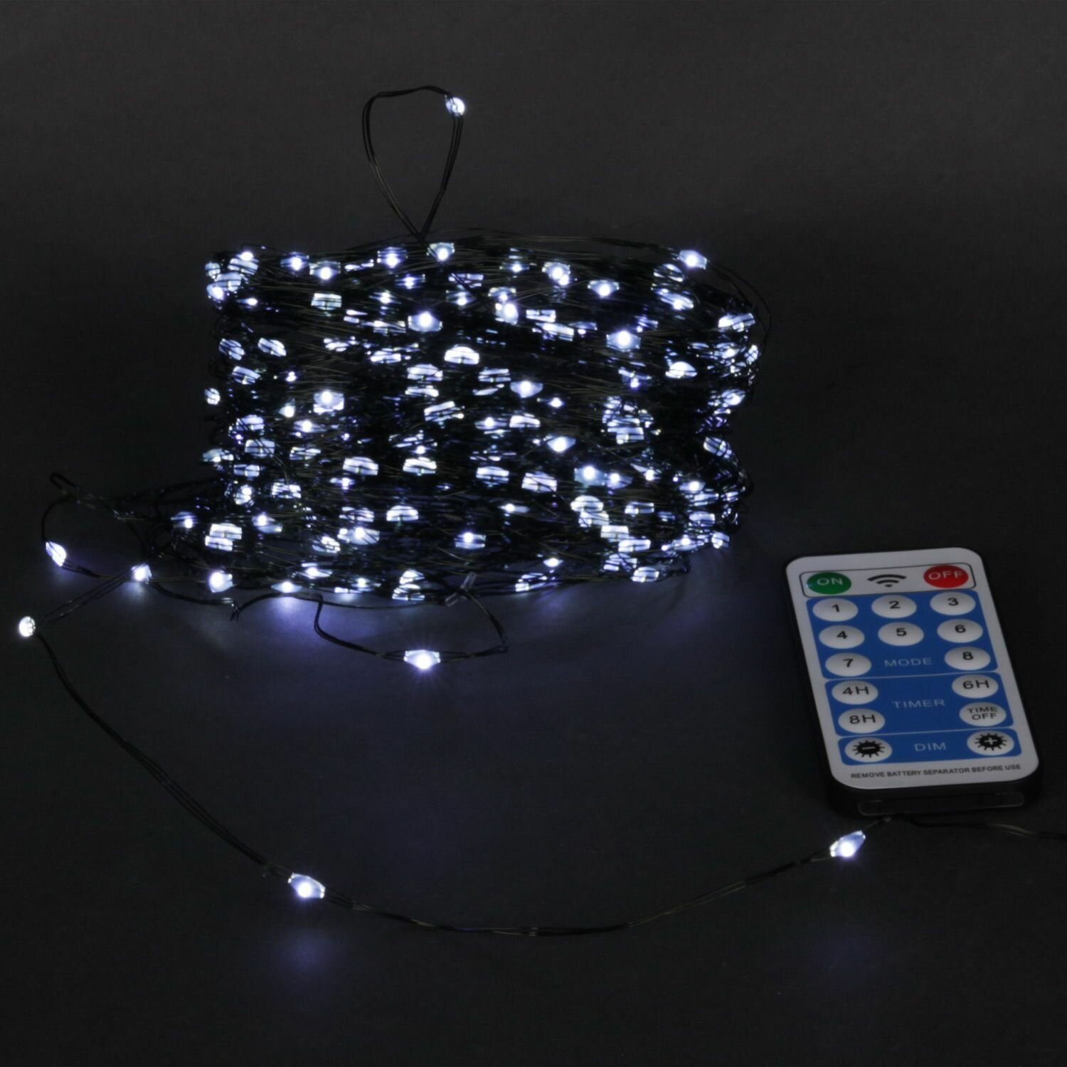 Гирлянда светодиодная с контроллером Sneha "Роса", 20 метров, 200LED, тёмно-зелёный провод, A-962 WT