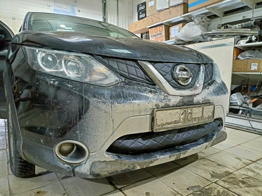 Утеплитель радиатора и бампера для Nissan Qashqai Ниссан Кашкай (2013-2019) II без парктроников