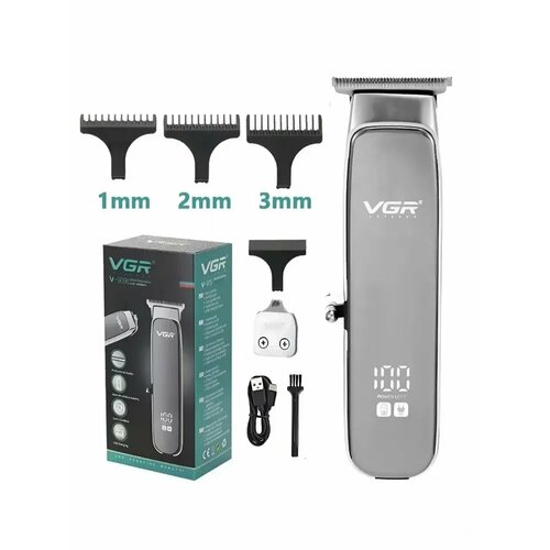 VGR V-909, LED-дисплей, нержавеющая сталь, 3 насадки, серая