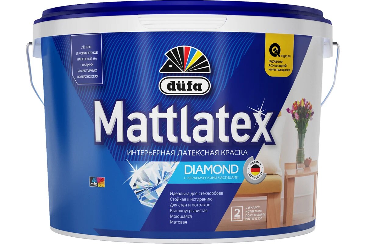 Краска Dufa MATTLATEX RD100 влагостойкая латексная износостойкая белая 9л