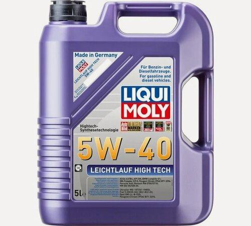 Изображение товара Моторное масло LIQUI MOLY Leichtlauf High Tech синтетическое, 5W-40, SP, A3/B4, 5 л, артикул 2328