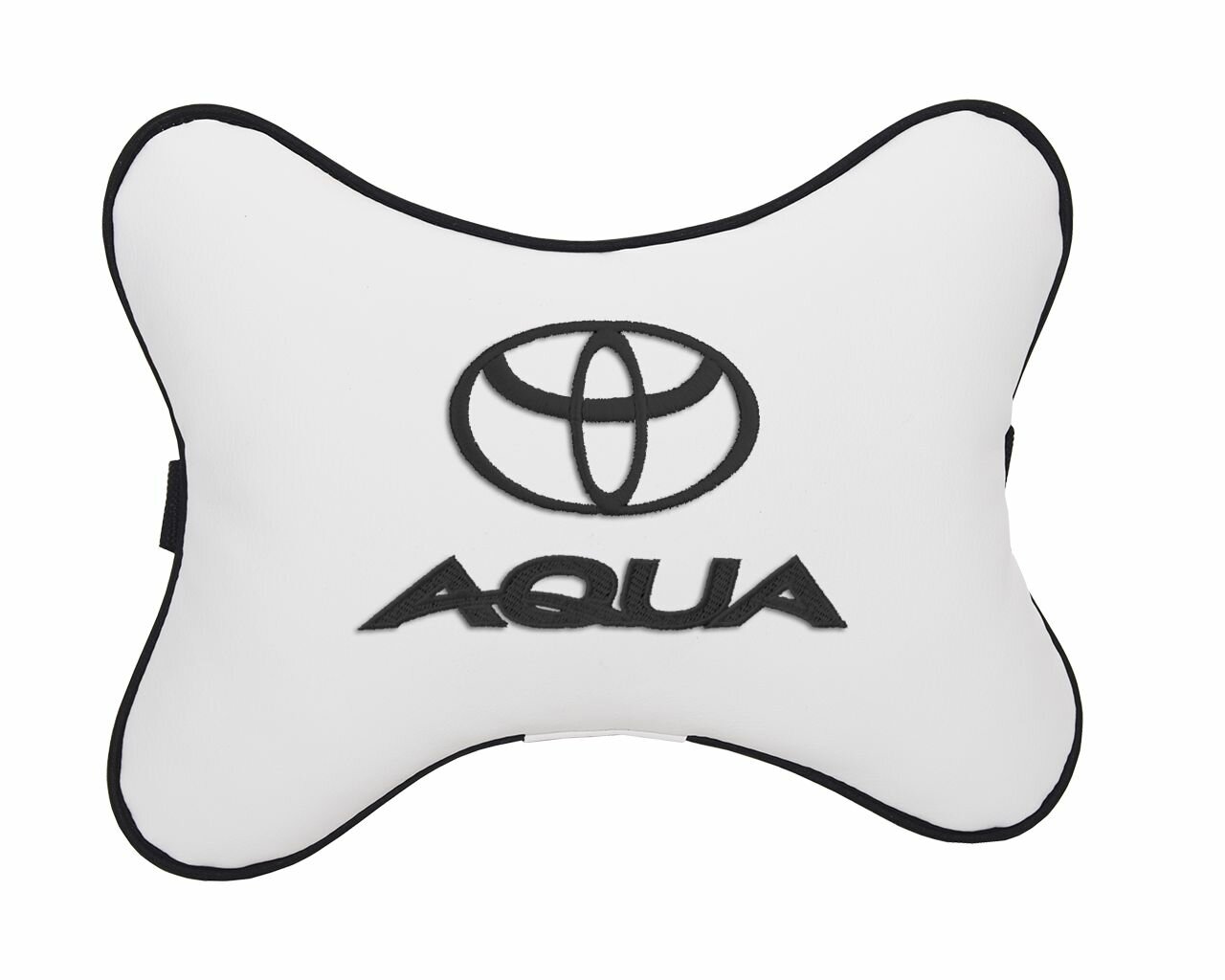 Подушка на подголовник автомобильная белая экокожа TOYOTA Aqua