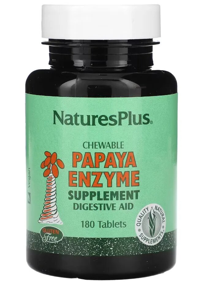 Картинки Ферменты папайи Nature's Plus Chewable Papaya Enzyme Supplement, 180 жевательных таблеток
