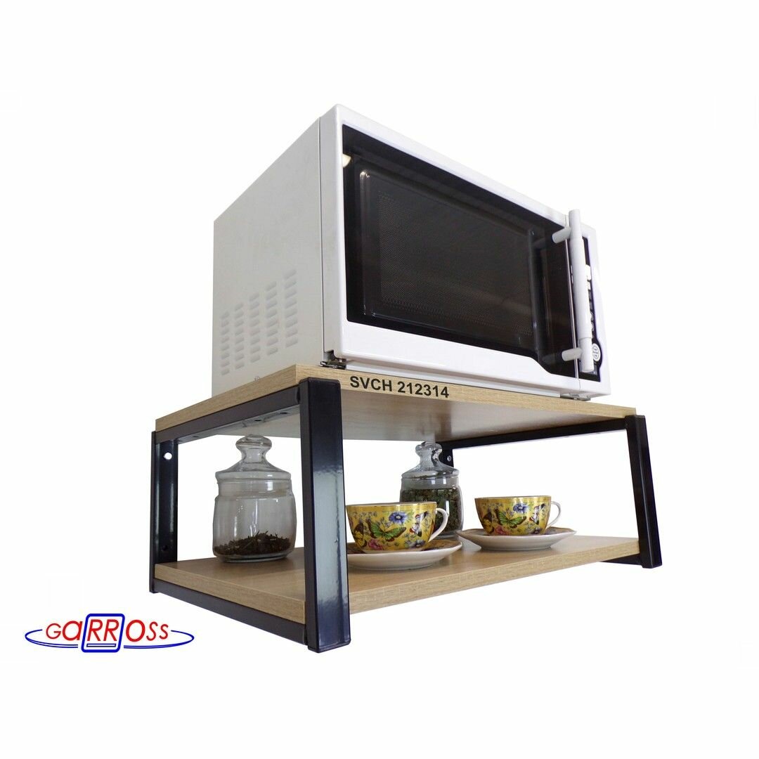 Кронштейн для микроволновки SVCH 212314, высота 21см, две полки 35х54см, цвет кронштейнов-черный, полок-дуб сонома