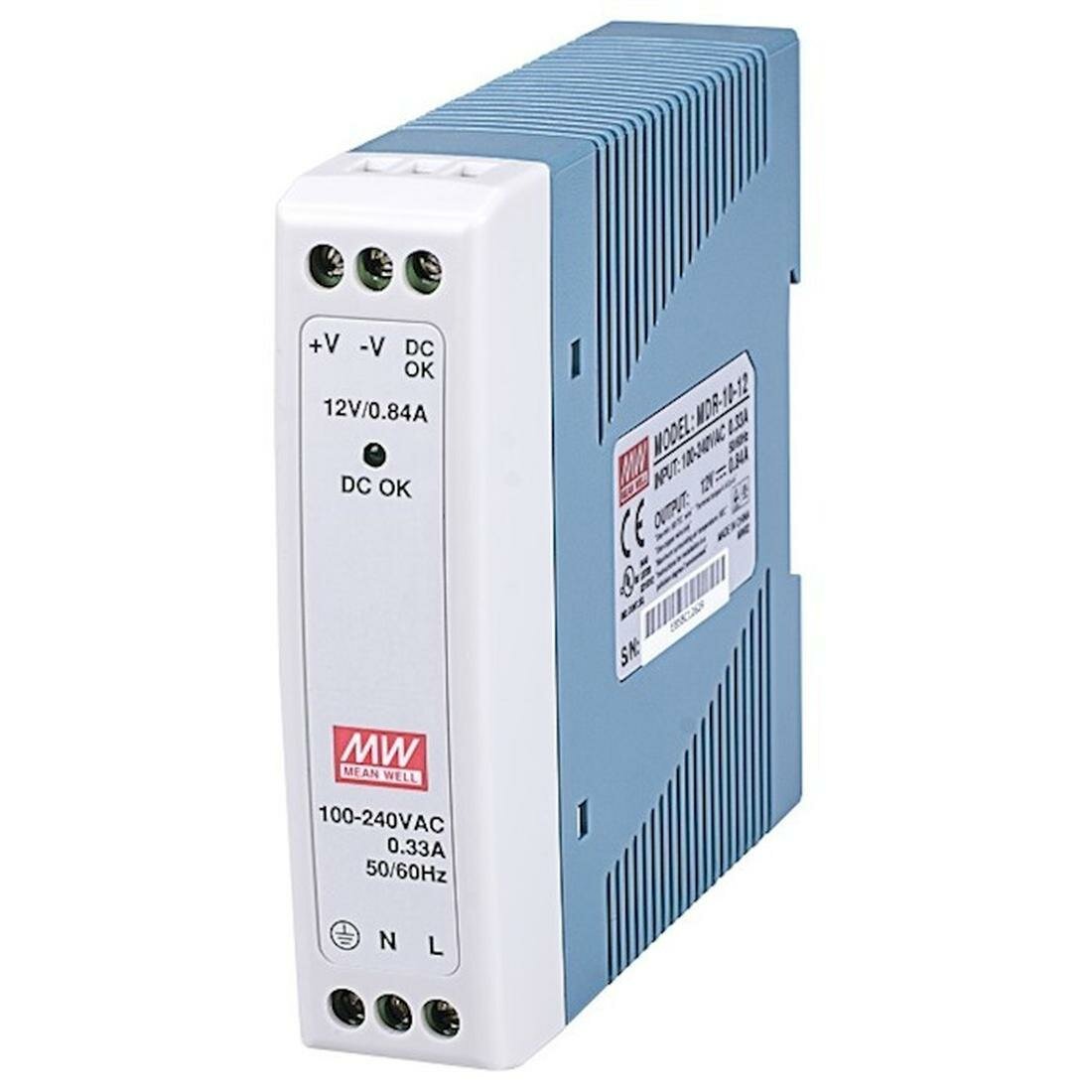 Источник питания Mean Well MDR-10-12, пластиковый корпус, степень защиты IP20