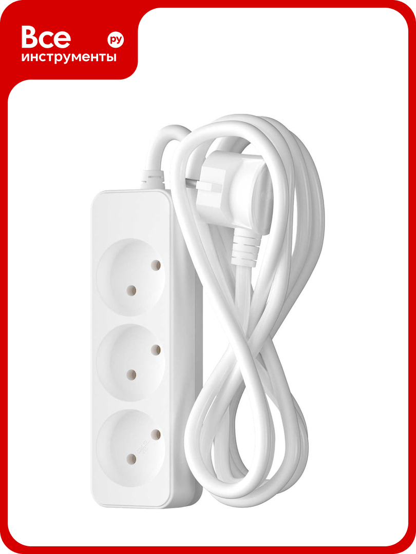 Сетевой удлинитель 1х3 5м 10А белый фотон 10-53 21114