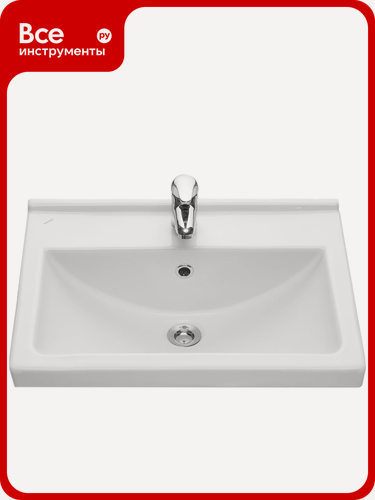 Изображение товара Умывальник Santeri Визит с переливом белый, для размещения необходимых аксессуаров