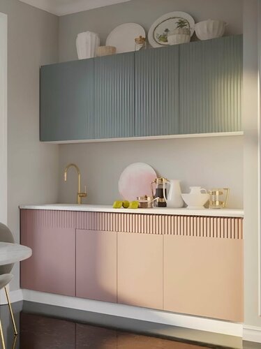 Изображение товара Кухонный гарнитур Оливия 2м шарли бриз/шарли пинк, белый со столешницей миф