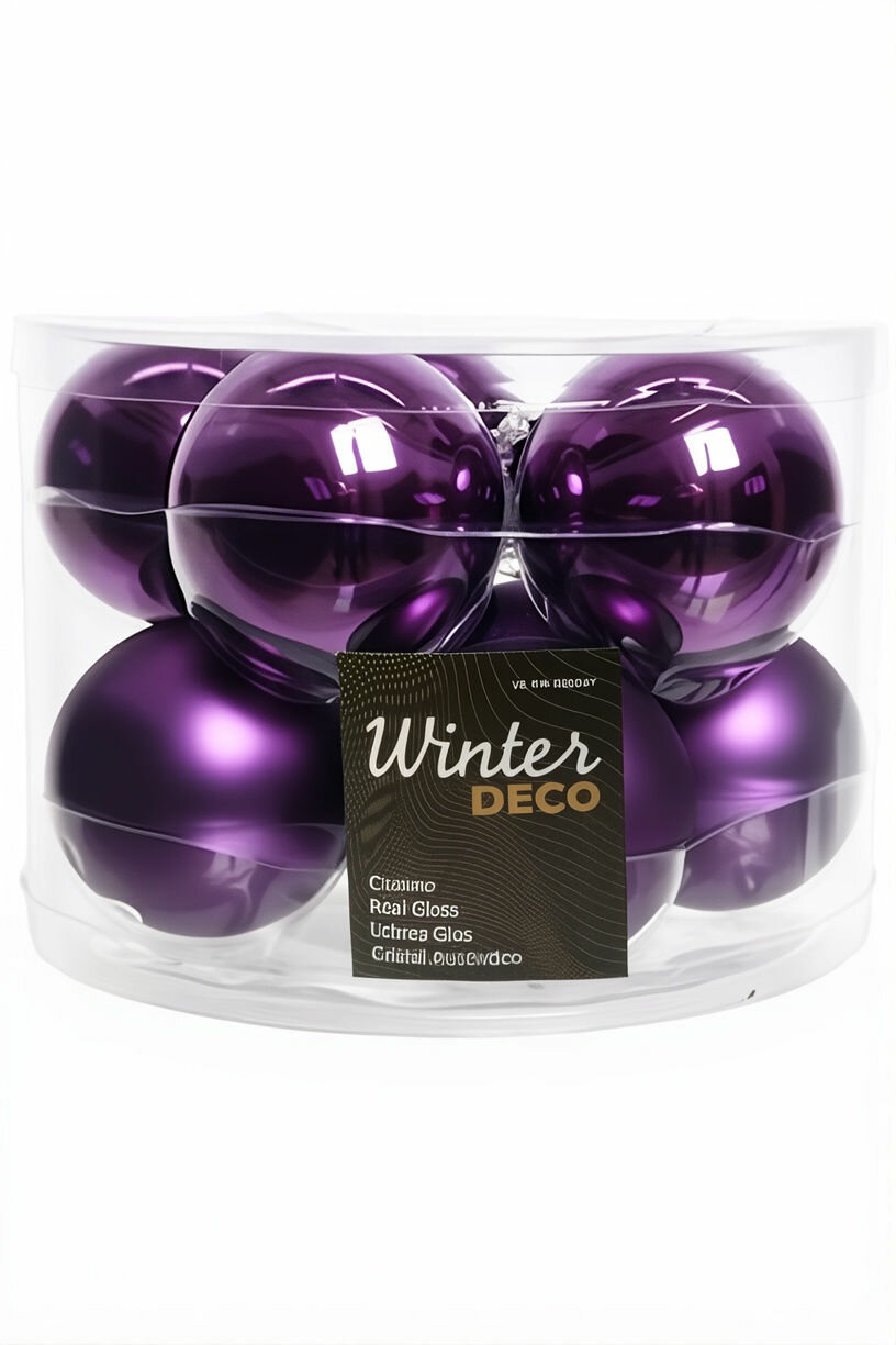 Набор стеклянных шаров, пурпурный шелк mix, 60 мм, 10 шт, Winter Deco 2000246