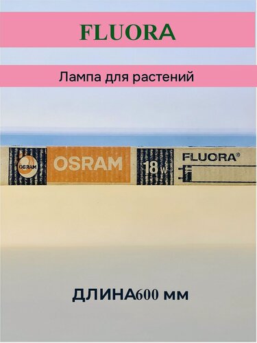 Изображение товара Лампа люминесцентная L18W/77 FLUORA длина 600 mm, цоколь G13, T8, OSRAM (Германия), для растений и аквариума, 1 штука