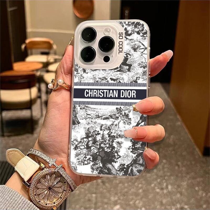 Чехол для айфон 15 про мах в стиле Christian Dior премиальный защитный кейс с принтом