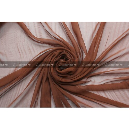 Ткань Шёлковый креп-шифон рыжевато-коричневый, ш132см, 0,5 м