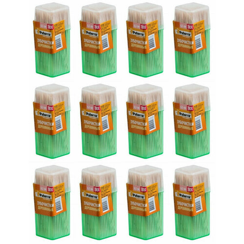 Зубочистки деревянные, Paterra, в банке,100 шт, 12 уп