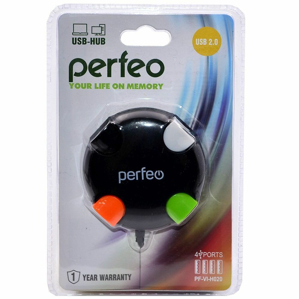 USB-концентратор Perfeo PF-VI-H020 разъемов: 4