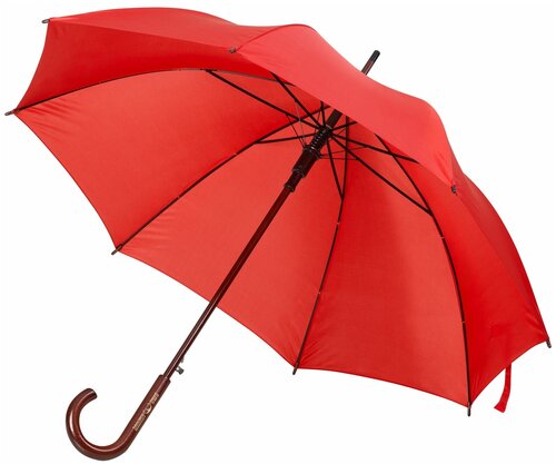 Зонт-трость Unit, полуавтомат, купол 100 см, 8 спиц, деревянная ручка, красный
