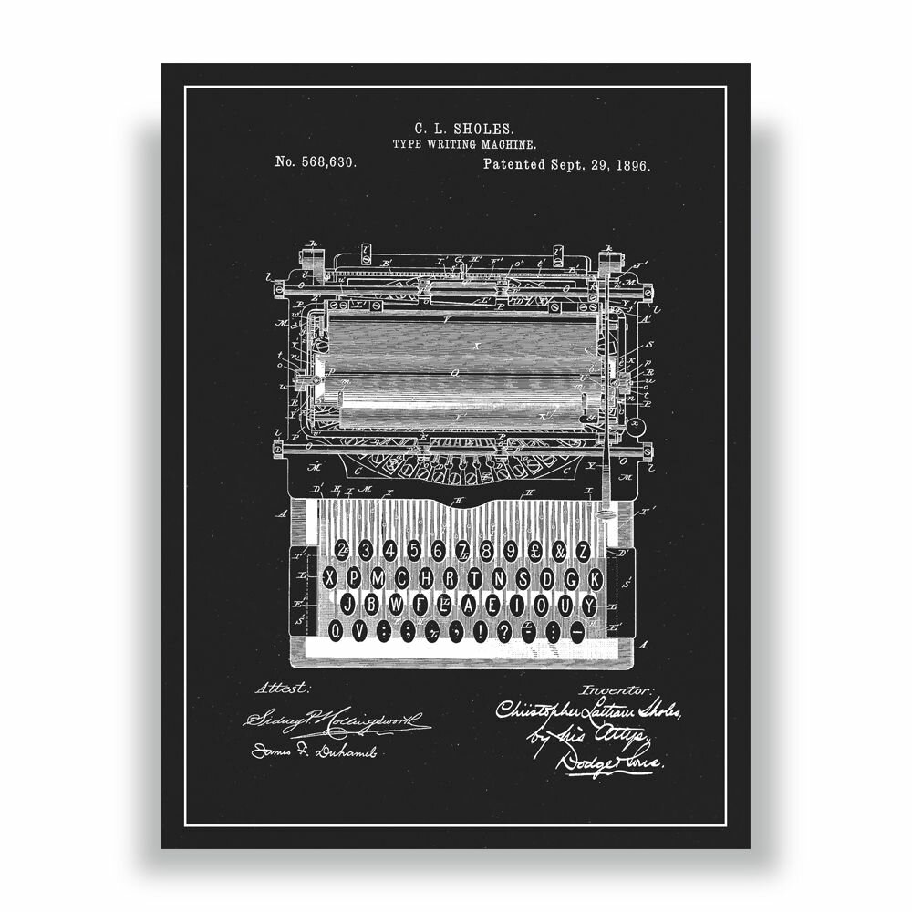 Постер интерьерный "Печатная машинка (патент)" 30 см х 40 см