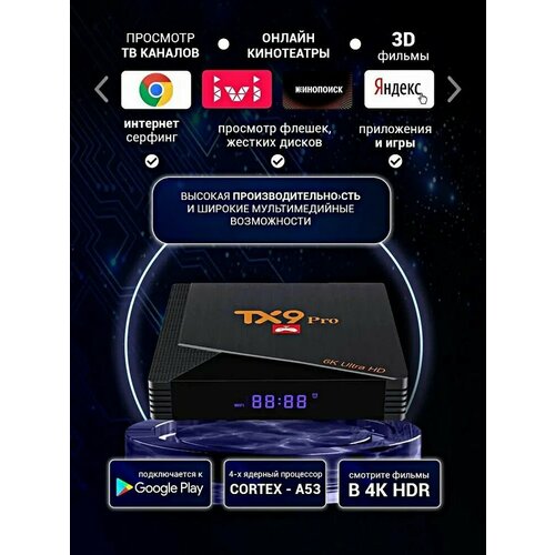 Игровая приставка TX9 PRO Android TV 4K HD Игры 1288GB поддержка загрузки Игр 392500₽