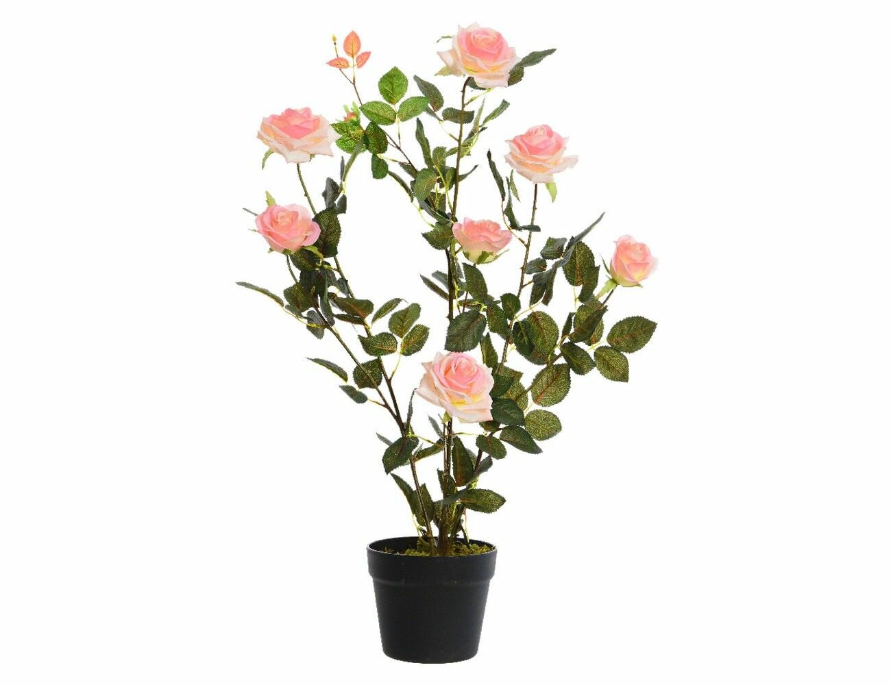Искусственное растение розовый куст в горшке, большой, полиэстер, розовый, 80 см, Kaemingk 800038