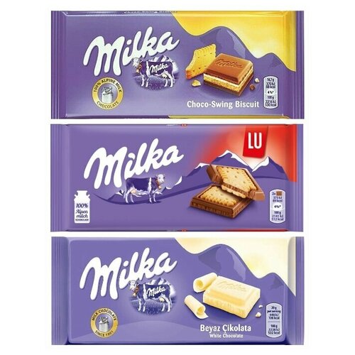 фото Шоколад milka cream & biscuit + lu + white (набор из 3 шт), 100 г, 3 шт. mondelez international