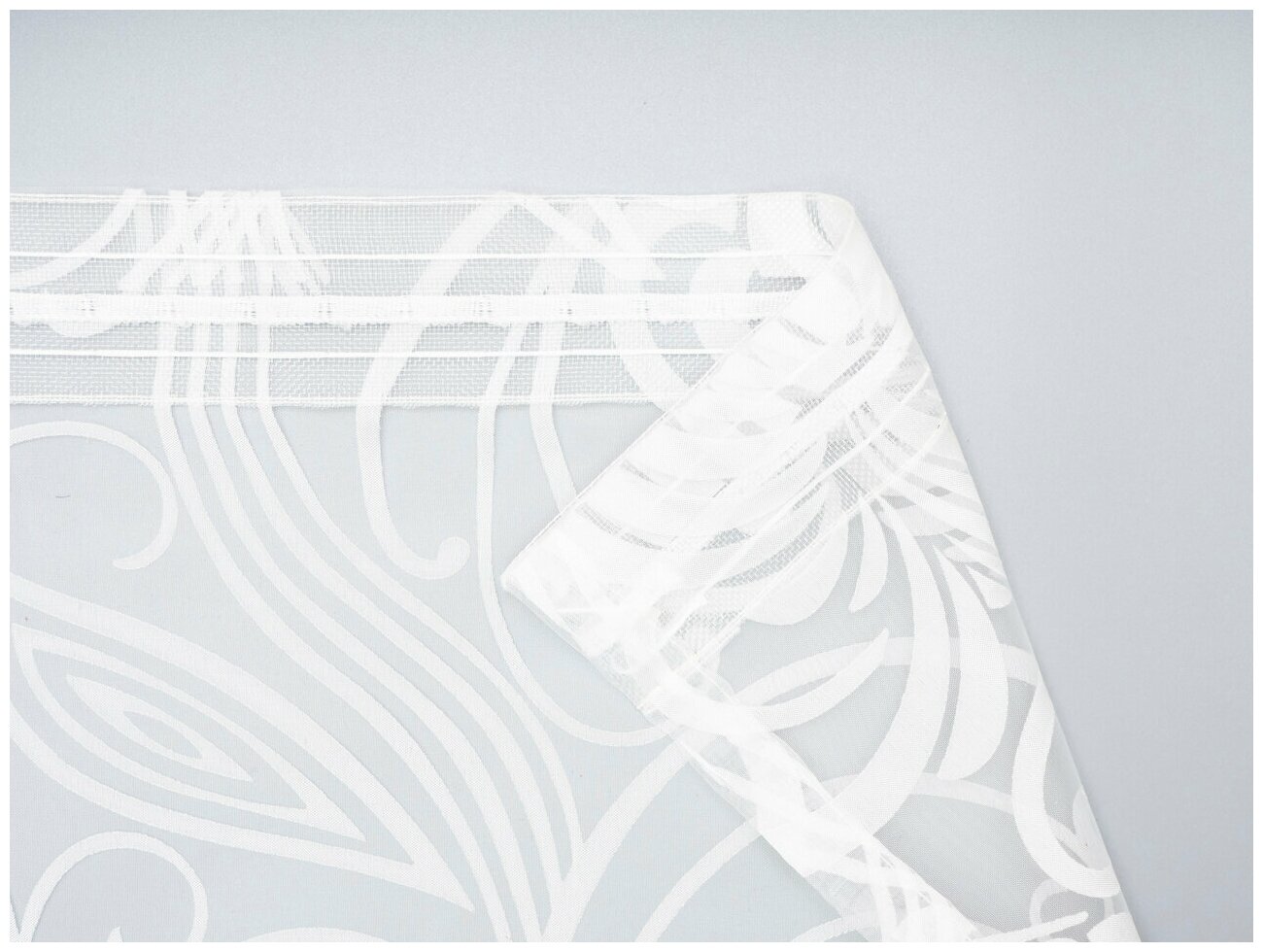 Тюль органза Ирис цвет белый, высота 250 см, ширина 300 см, на шторной ленте - фотография № 10