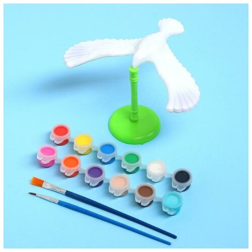 фото Набор для творчества "раскрась птичку", краска 12 цветов, кисть, подставка 5287618 сима-ленд